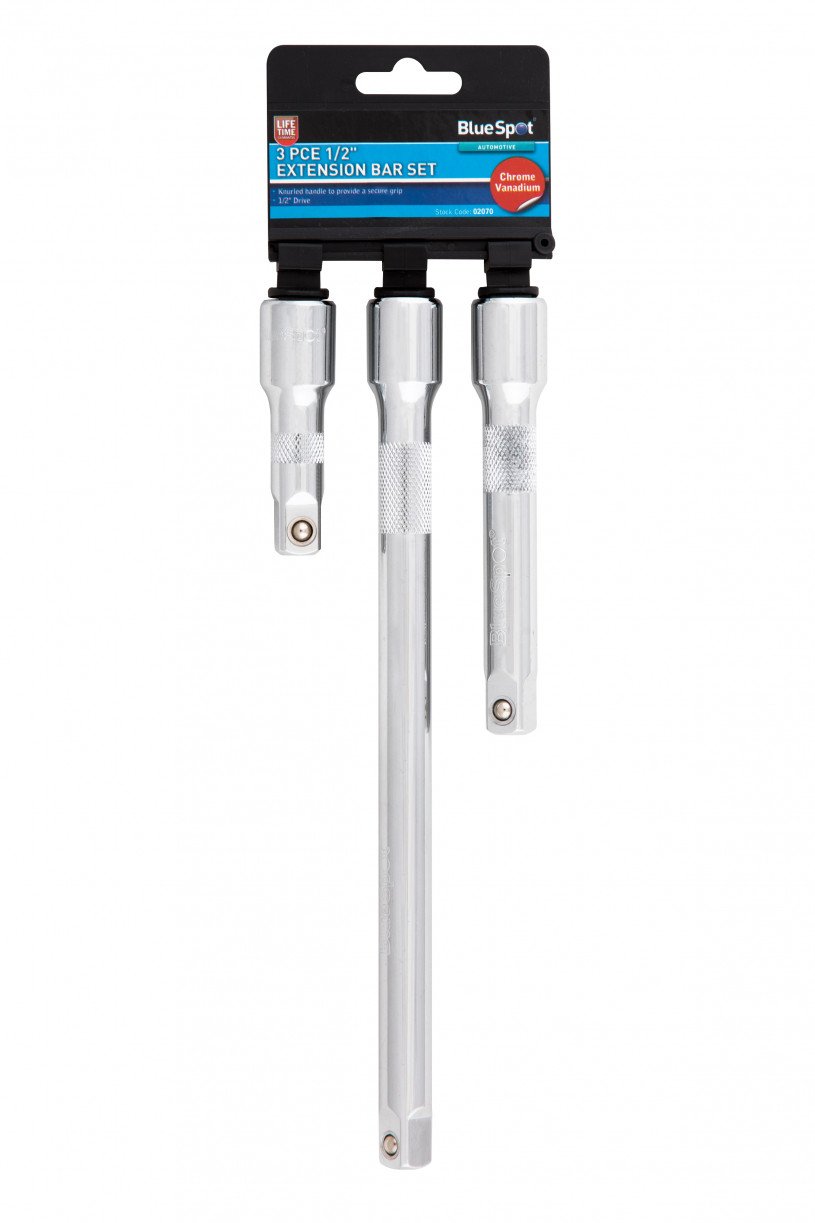 Blue Spot Tools Blue Spot 02070 Tools 1/2" Extension Square Drive CV Extension Bar Set 3 Piece, 33 x 8.5 x 2.5cm