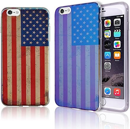iPhone6 Plus / iPhone6S Plus (5.5" screen) Case [National Flag] [Ultra Slim TPU Bumper] Flexible Colorful Rainbow Soft Light Jelly Back Cover Shock Absorption Apple iPhone 6 6S Plus (USA)