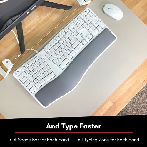 Macally Ergonomic Mac Wired Keyboard with Wrist Rest Natural and