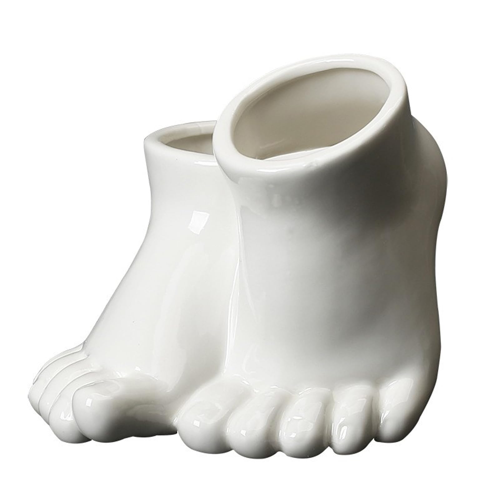 MISNODE Ceramic Planter Pot, Cute Body Pot, Human Feet Shape Flower Pot, Innovative Succulent Pots, Foot Statue Bonsai Container, Modern Art Planter for Office Home Centrepiece(White)