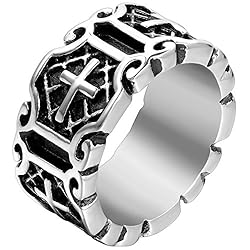 Flongo Men's Classic Stainless Steel Silver Black
