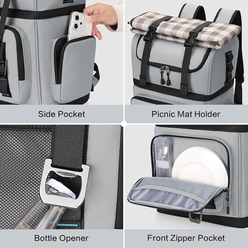 YOUNGOA Mochila Nevera Isotermica Grande, Doble Capa Impermeable Mochila Termica, Bolsa Picnic A Prueba de Fugas