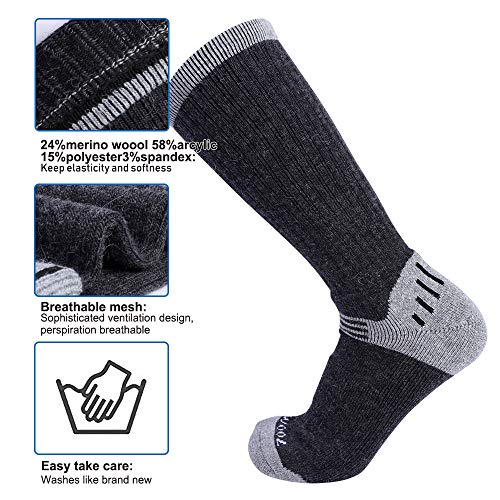 Enerwear 6P Pack Men's Merino Wool Blended Hiking Socks (US 1013, Dark