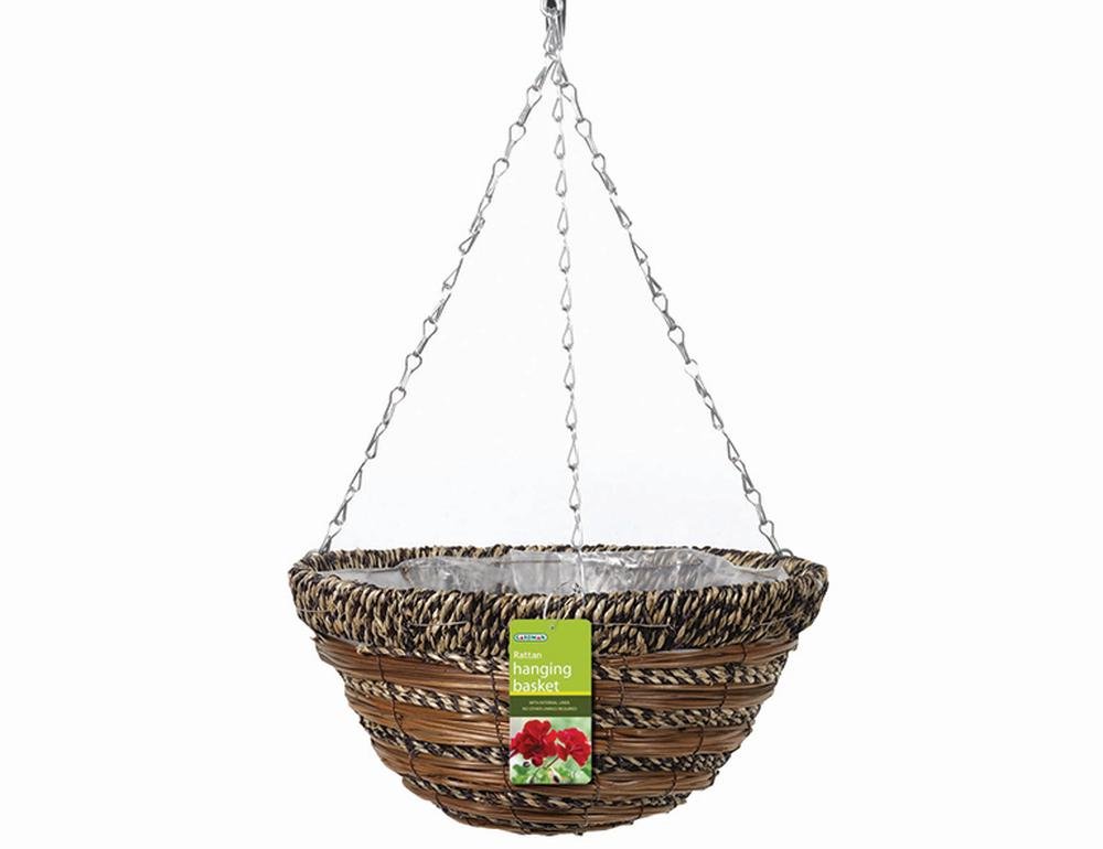 Gardman 02771 Sisal Rope and Fern Hanging Basket, Multi-Colour, 35 cm, 14-Inch