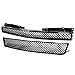 Compatible with Chevy Tahoe/Avalanche/Suburban ABS Plastic Glossy 2-Piece Diamond Mesh Front Bumper Grille (Black)