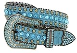 Women's Western Cowgirl Rhinestone Studded Leather Belt 1-1/2