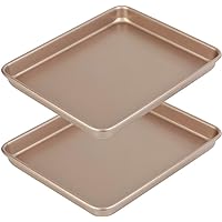 11 Inch Baking Sheets Pan Nonstick Set of 2, Walooza Cookie Sheet Replacement Toaster Oven Tray，Deep Size 1 inch…