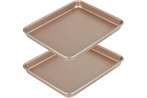 11 Inch Baking Sheets Pan Nonstick Set of 2, Walooza Cookie Sheet Replacement Toaster Oven Tray，Deep Size 1 inch Bakeware, Non Toxic & Heavy Duty & Easy Clean