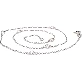 2.9MM Round Lab Created Moissanite Bezel Set Station Chain Necklace In 14k Gold Over Sterling Silver 16'' To 36" (0.60 Ct To 1.60 Ct), Mother's Day Gift For Her