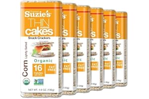 Suzie's Organic Lightly Salted Corn Cake Thins|6 Pack|USDA Organic, NON-GMO, Fat-Free, Sugar-Free, Gluten-Free|Low-Calorie Snack-17 Calories Per Slice|Bread & Cracker Replacement