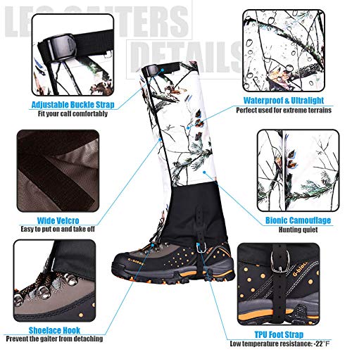 Peakit Hunting Leg Gaiters Waterproof Boot Gaiters Snow Shoe Cover for Men and Women, Camo Gaiters Against Snake Bug Mud Dirt