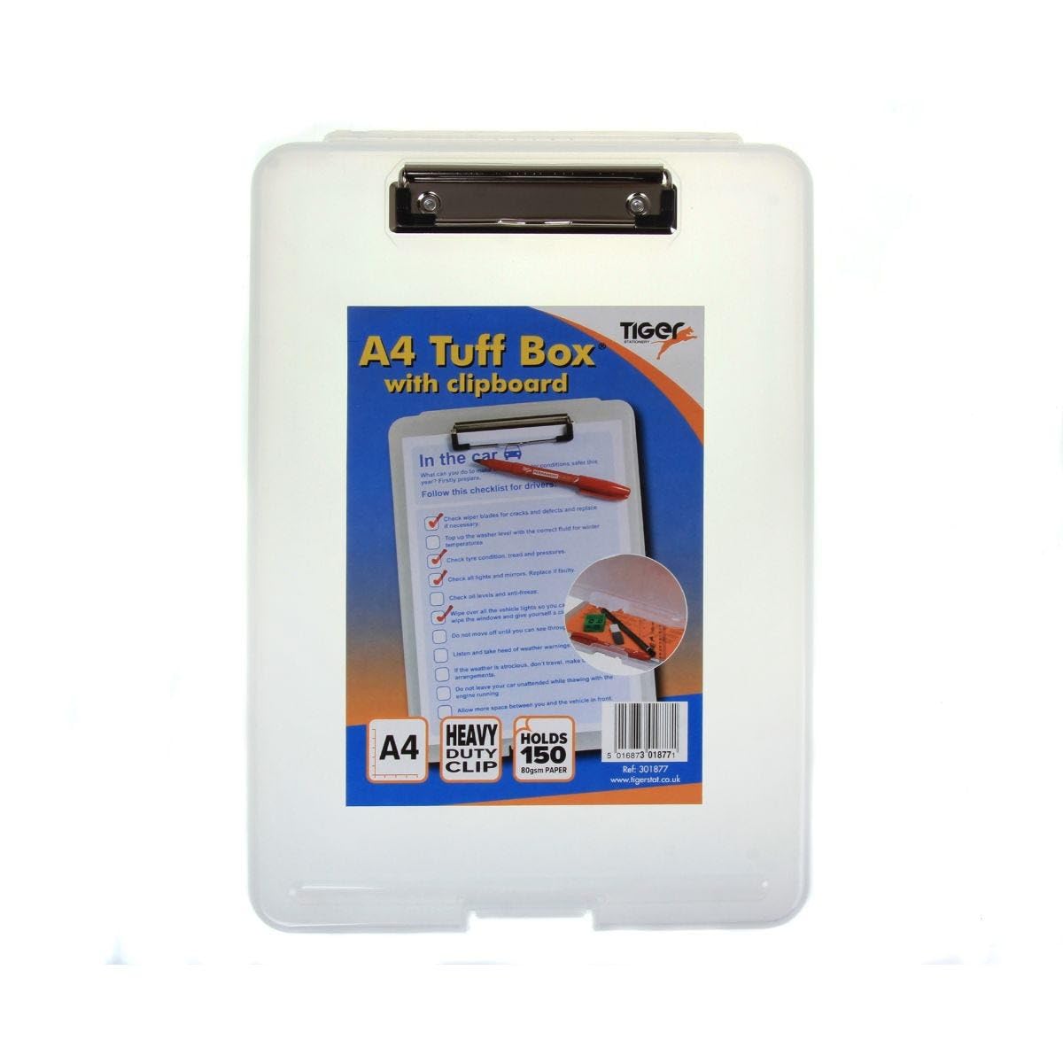 Tiger 301877 Tuff Box with Clipboard, white