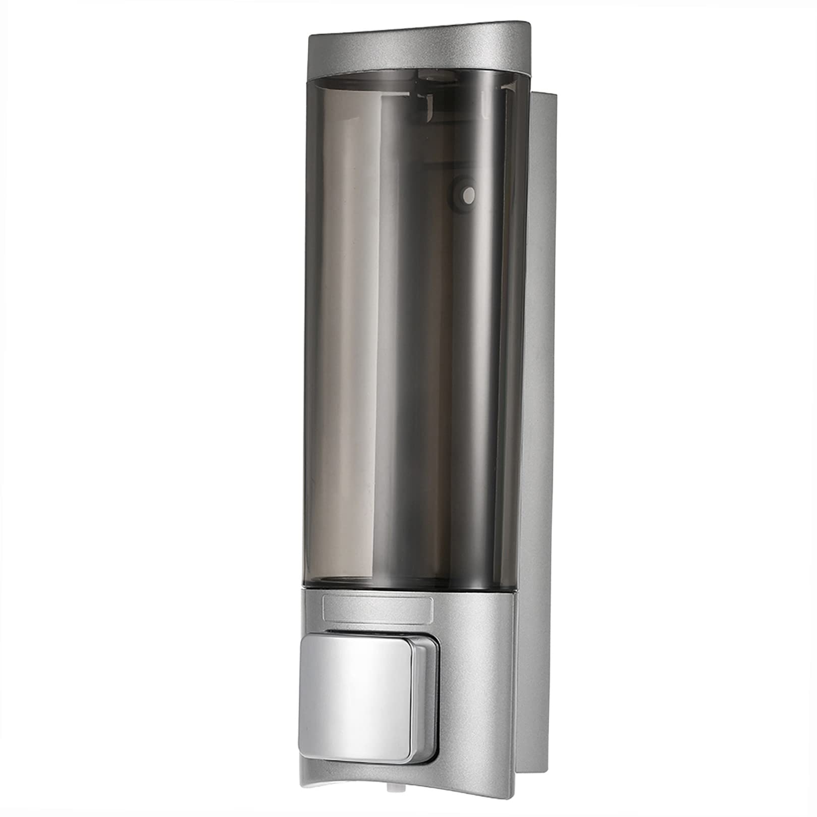 Ailgely Silver/White Manual Wall Mounted Soap Dispenser, 200 ml, Shampoo/Liquid Soap Dispenser, Double-Sided Foam Tape, No-Drill Installation, Bathroom/Toilet/Hotel