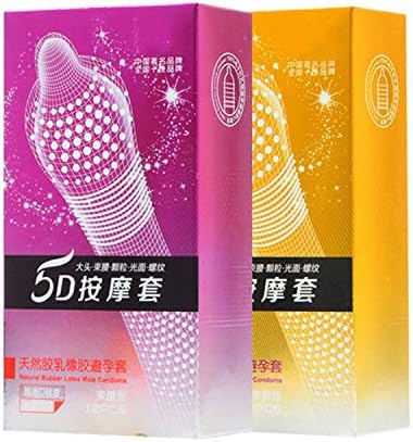 Kind of weather 12PCS 5D Dotted Thread Ribbed G Point Latex Condoms Contraceptives Big Particle Spike Condom for Men Sex Products