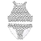Cupshe Fashion Women's Waves Printing Hollow Back Tank Halter Padding Bikini Set