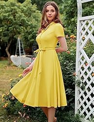 Wedtrend Yellow Midi Dress, Women's Vintage