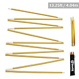 Azarxis Tent Pole Repair Kit Splint Support Kit Replacements Aluminum Rod Adjustable Replacement Poles Accessories for Camping Hiking Backpacking Tent - Pack of 2 (Gold - 13.25ft)