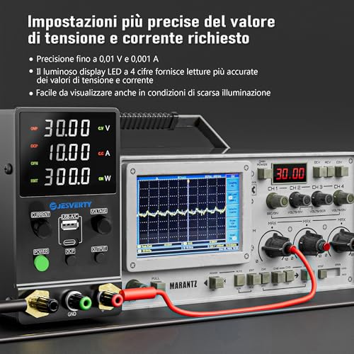 Variable DC Power Supply, 0-30V 0-10A Switching Adjustable Bench Power Supply with 20W USB and Type-C Fast Charging, Encoder Knob, Output Switch, 4 Digit LED Display SPS-3010M