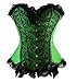 Kranchungel Women's Floral Lace Overlay Trim Satin Overbust Corset Top Plus Size