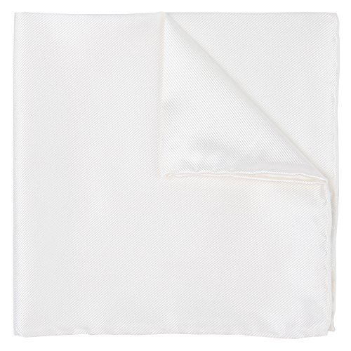 100% Silk Twill White Pocket Square Wedding Collection in Signature Wrapping, Gift Box