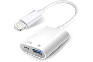 WAHBITE Apple Lightning to USB Camera Adapter with Charging Port, USB 3.0 OTG Cable for iPhone/iPad to Connect Card Reader, USB Flash Drive, U Disk, Keyboard, Mouse, Hubs, MIDI, Plug & Play