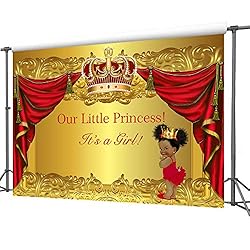 Mocsicka Royal Princess Baby Shower Backdrop Red