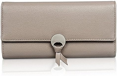 Women RFID Blocking Leather Buckle Clutch Multi-card Holder Long Wallets Purse, Gray