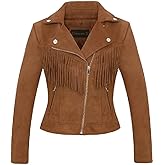 CHARTOU Women's Fall 2023 Fashion Faux Suede Leather Casual Moto Biker Jacket Coats