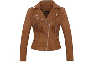 CHARTOU Women's Fall 2023 Fashion Faux Suede Leather Casual Moto Biker Jacket Coats