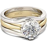 Jeulia 3.5ct Wedding Engagement Rings Set for Women Sterling Silver Round Cut Halo CZ Enhancer Ring Set Promise Anniversary Bridal Set Valentines Romantic Gift for her with Jewelry Box