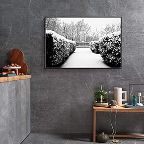 Floating Framed Canvas Wall Art for Living Room, Bedroom Black and White Landscape Canvas Prints for Home Decoration Ready to Hang - 16x24 inches