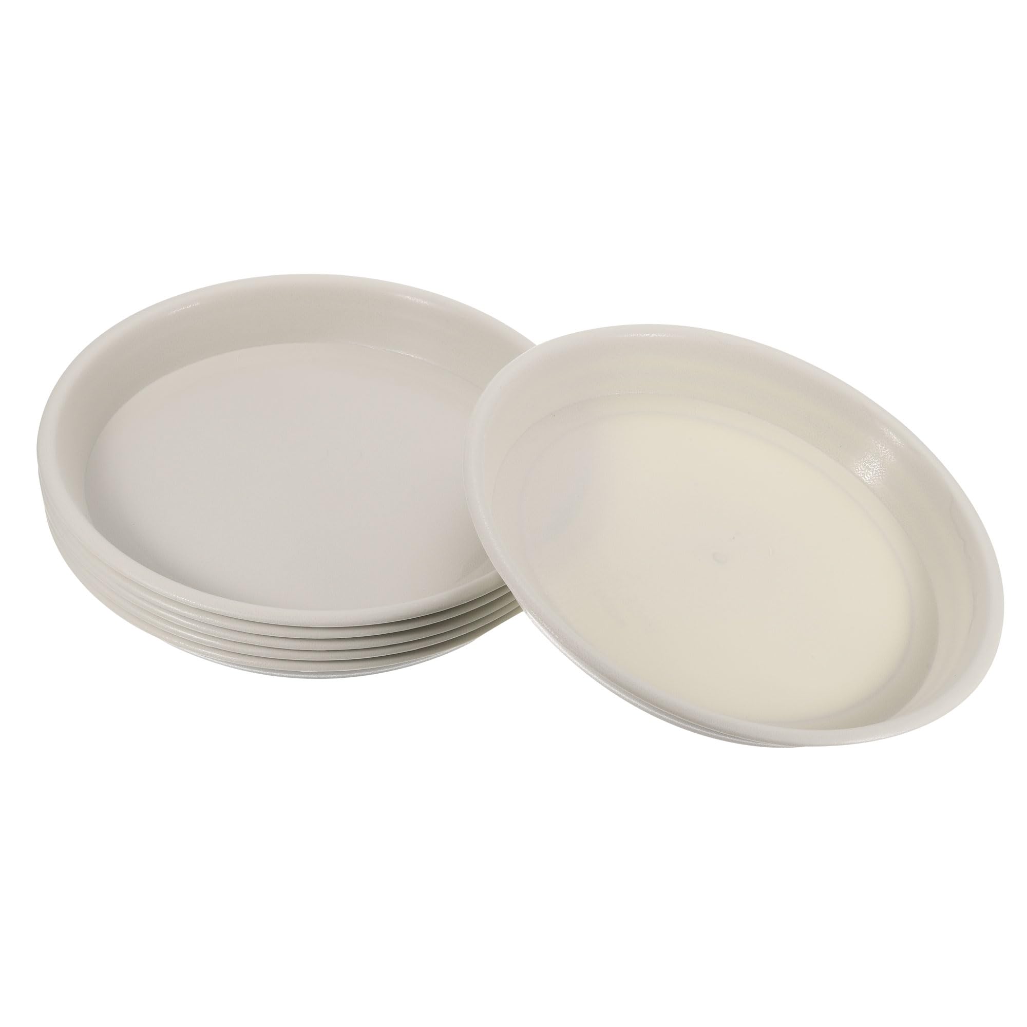 M METERXITY 6 Pack Planter Saucers - Plastic Plant Tray Flowerpot Drip Trays Round Apply to Outdoor/Garden (10.6 Inch/ 27, Beige)