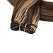 Surprise 18 inch Hair Weft Extensions Human Hair Ombre Balayage Remy Hair Bundles Double Wefted Full Head Color #4 Dark Brown And #27 Honey Blonde 100g Per Package Remy Hair