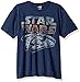STAR WARS Boy's The Falcon T-Shirt - Navy Blue Heather - Large