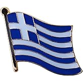 Greece Flag Die-struck Metal Single Lapel Pin with Butterfly Clasp Closure