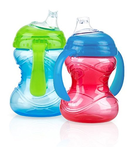 Nuby No Spill Clik-It Cup, 4 Months Plus 2 Pack (Blue & Red)