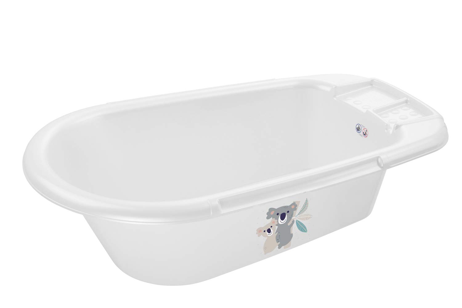Rotho Babydesign Bathtub with Hose, 0-12 Months, Lovely Koala Motif, Bella Bambina, White, 20020 0001 CQ