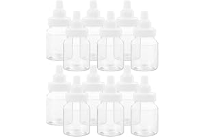 VOSAREA 20PCS Baby Mini Milk Bottle Baby Shower Party Favor Bottle Baby Shower Fillable Feeding Bottle Candy Box Small Plastic Candy Bottle DIY for Boy Girl Newborn Party Decor