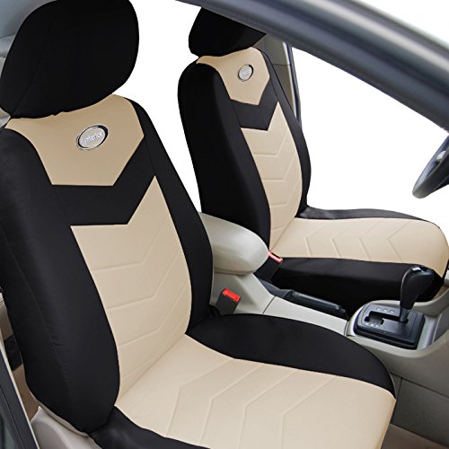 Air Bag Compatible Universal Car Seat Covers Black and Tan Full Set 40