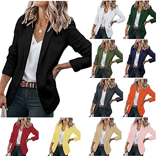Blazer Jackets for Women Business Casual Lapel Button Cardigans Open Front Long Sleeve Work Office Blazers Jacket Suit Black