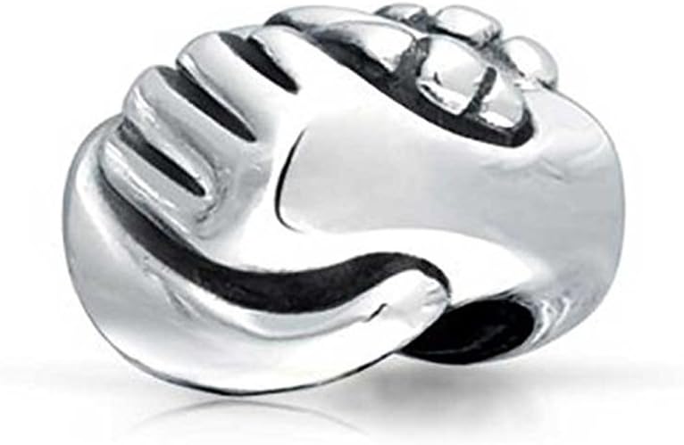Everbling Holding Hands Handshake Friendship 925 Sterling Silver Bead Fits European Charm Bracelet