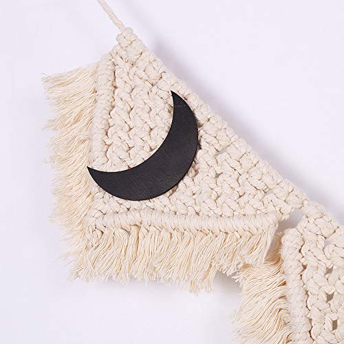 Macrame Moon Phase Wall Hanging, Moon Wall Decor Cotton Tassel Garland