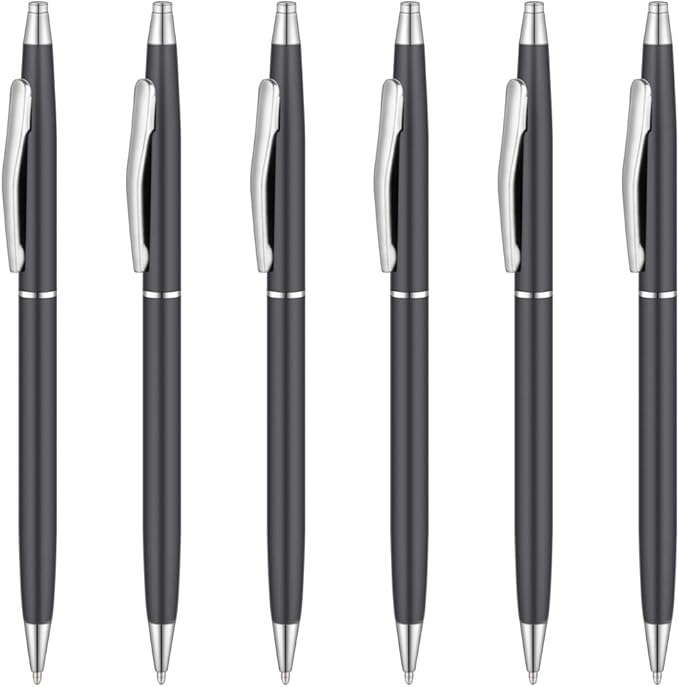 Amazon.com: Unibene Slim Metallic Retractable Ballpoint Pens - Matte Black &Amp; Silver, Nice Gift ...