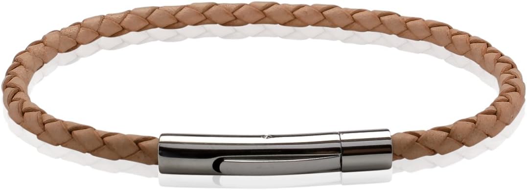 Bliss Republic Van Maar Real Leather Stainless Steel Bracelet Natural