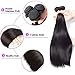 MIRTHFUL Straight Bundles With Closure Brazilian Straight Human Hair 3 Bundles With Lace Closure Natural Color Human Hair Extensions (10 12 14 w 10 middle part)