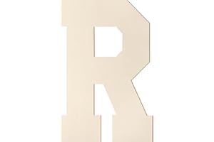 HOMENTHUS Wooden Letters 8 Inch, Big Wooden Letter R Shape Cutout Vintage Sports Style Unfinished Wood Alphabet Letters for Wall Decor Nursery Name Painting Crafts Party Room Home Decoration