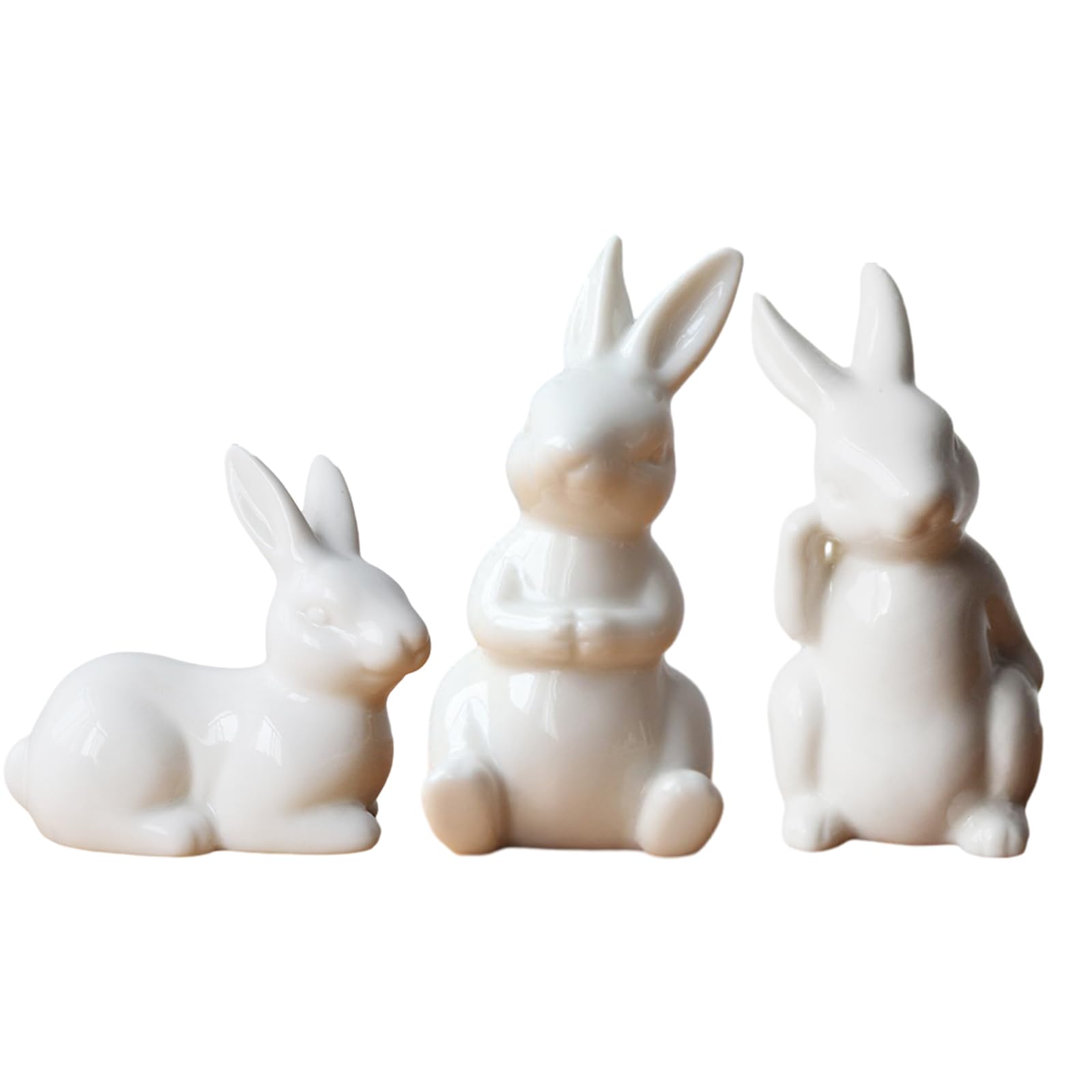 soulnioi White Bunny Figurine Easter Bunny Rabbits Easter Decor,Easter Tabletop Decoration,Ceramic Rabbit Figurines Statues For Wedding,Home,Office,Party Decor