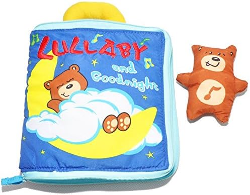 Jovatnana Quiet Book Soft Cloth Book for Children Toddler - Learning Story Book Squeak Rattle Safety Fabric Book (Bear)