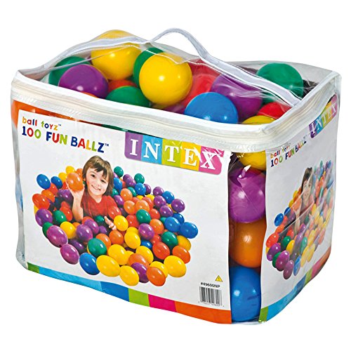 Intex 3-1/8" Fun Ballz - 100 Multi-Colored Plastic Balls, for Ages 2+
