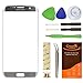 for Samsung Galaxy S7 Edge Silver Replacement Front Outer Lens Glass Screen CrazyFire Repair Kit with 1MM Adhesive Tape +Tools Kit+ 1 Pair Tweezers+1 Roll Micro Wire for G935V G935P G935F G935T G935A